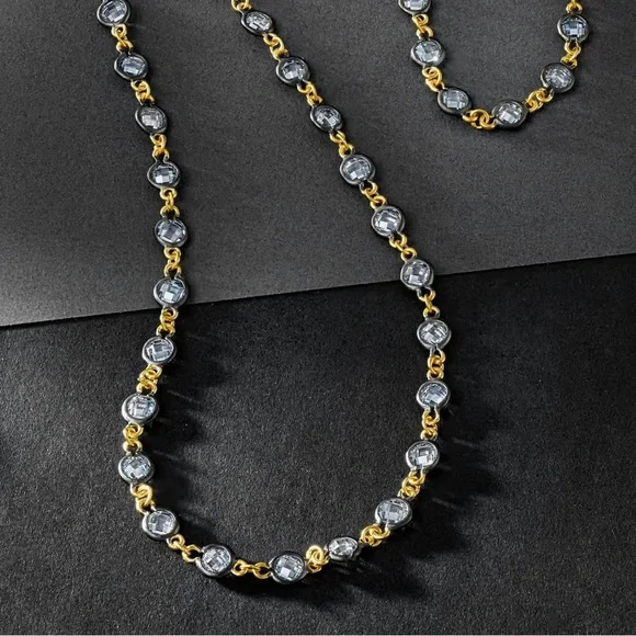 Freida Rothman Faceted Stones Warp Chain Necklace